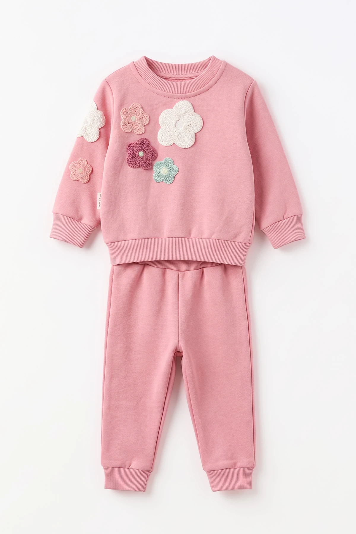 Pembe (6-24 Ay) Papatya Nakışlı  3 İp Şardonlu Kız Bebek 2'li Takım 499436