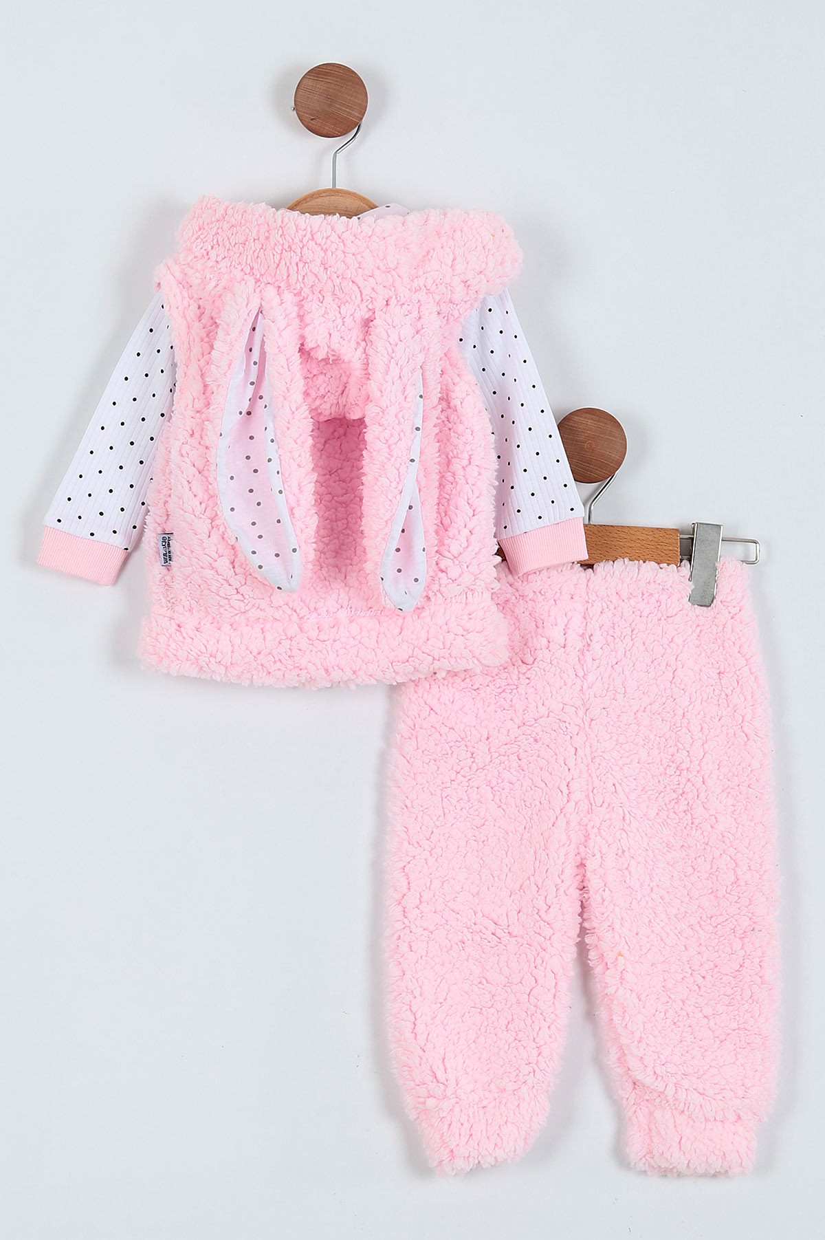 Pembe (6-24 Ay) Punalı Nakışlı Hırkalı Welsoft Üçlü Kız Bebe Takım 225290
