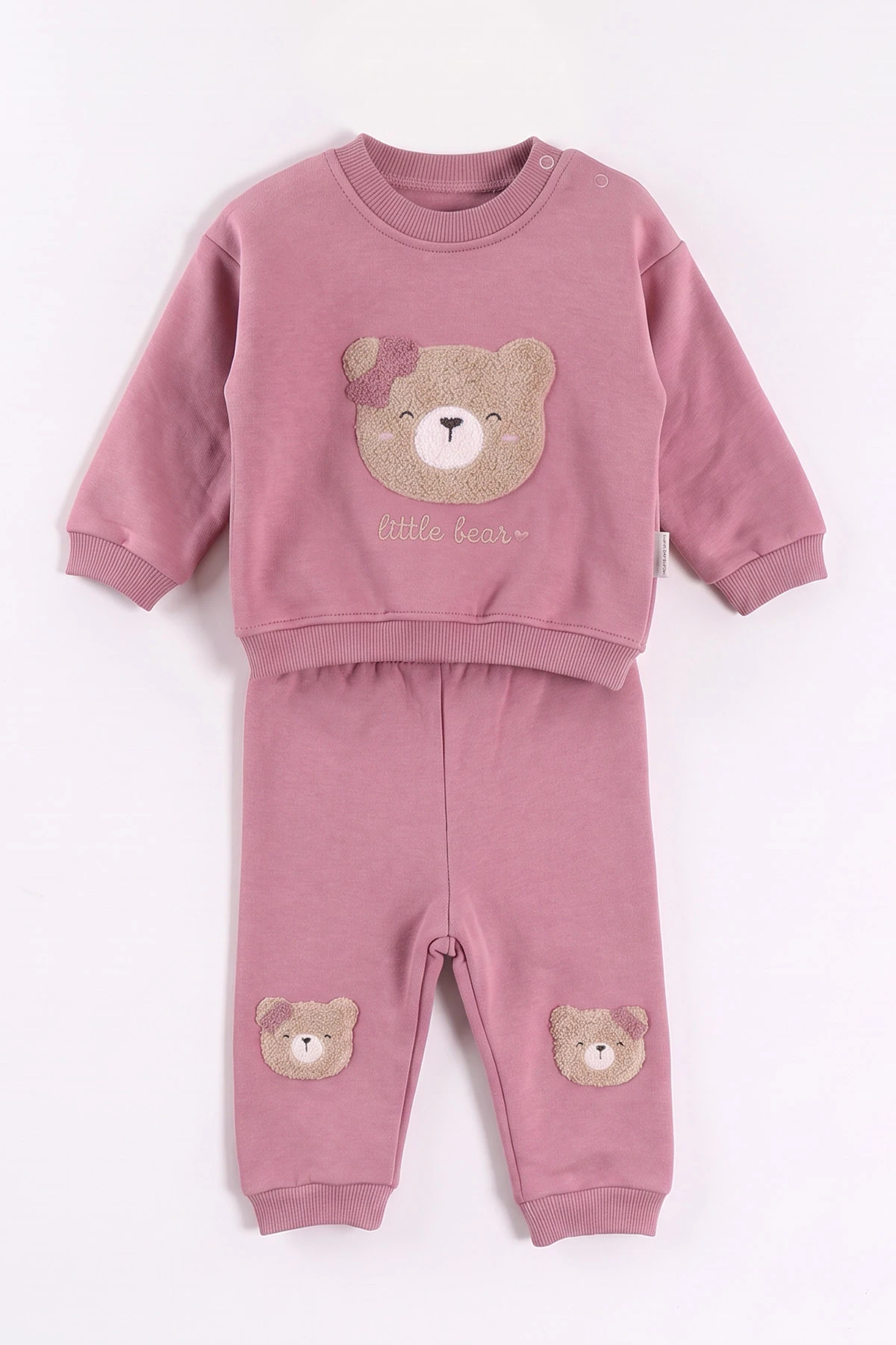 Pembe (6-24 Ay) Sğzene Ayıcık Nakışlı 3 İp Şardonlu Kız Bebek Kışlık Takım 499772