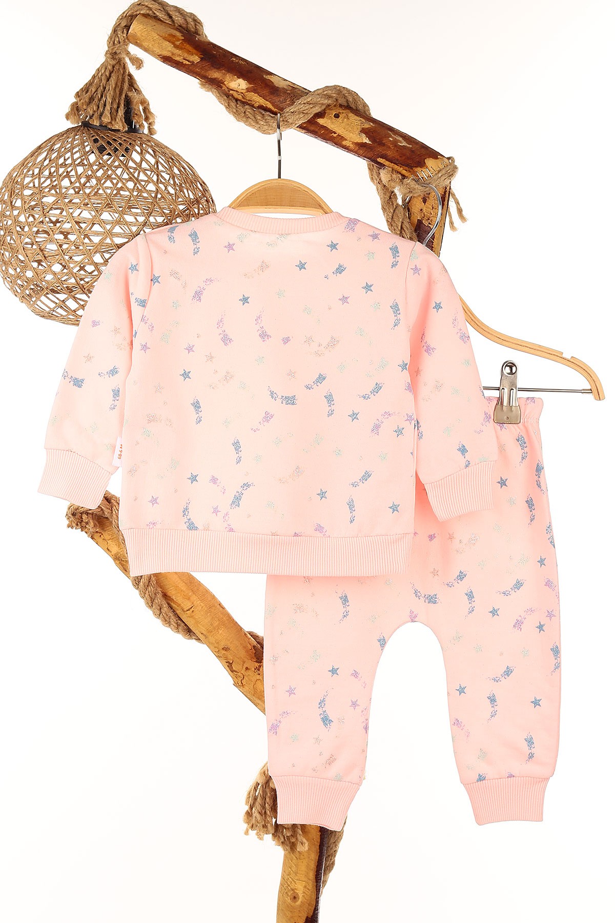 Pembe (6-24 Ay) Simli Yıldız Baskılı Kız Çocuk Takım 146948