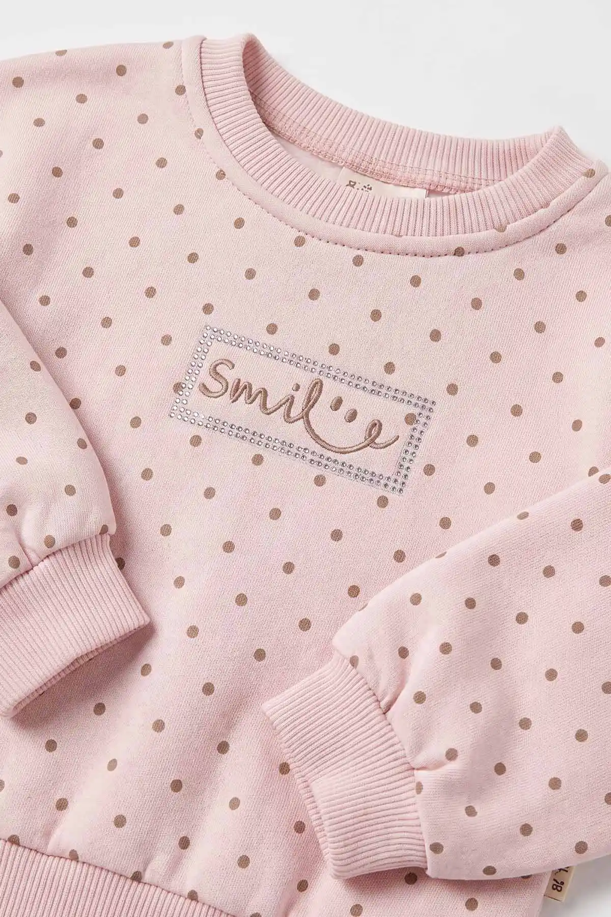 Pembe (6-24 Ay) Smile Taş Baskılı 3 İp Şardonlu Kız Bebek Kışlık Takım 485240