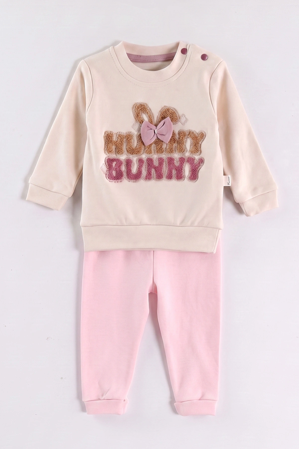 Pembe (6-24 Ay) Süzene Bunny Nakışlı Kız Bebek 2'li Takım 472862