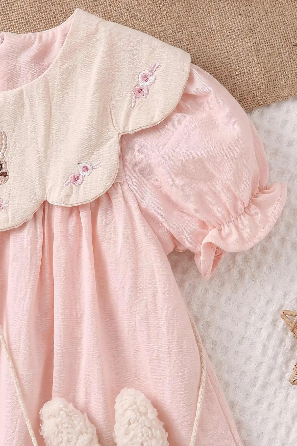 Pembe (6-24 Ay) Tavşan Çantalı Kol Lastikli Kız Bebek Elbise 470836