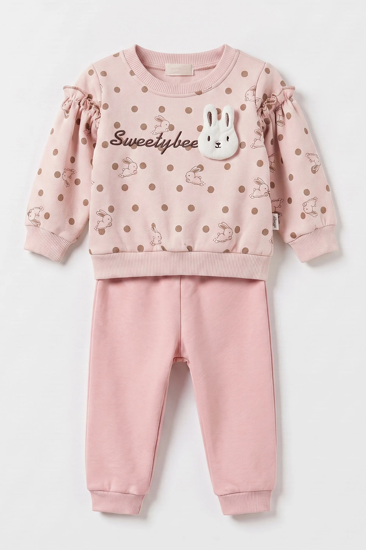 Pembe (6-24 Ay) Tavşanlı 3 İp Şardonlu Kız Bebek Kışlık Takım 485261