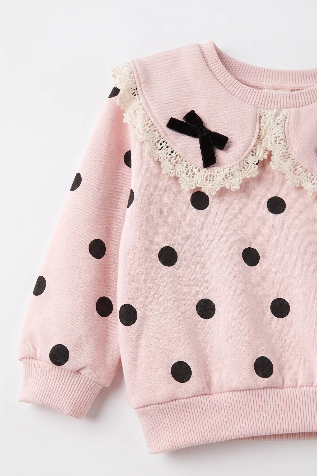 Pembe 6-24 Ay) Yaka Fiyonklu Puantiyeli İçi Şardonlu Kız Bebek Takım 493507