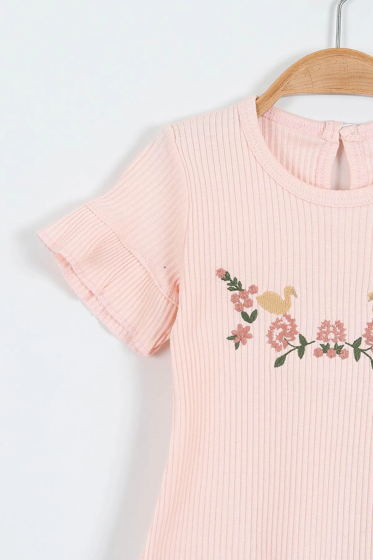 Pembe (6-24 Ay)Nakışlı Çiçek Baskılı Şortlu Kız Bebek Takım 357064