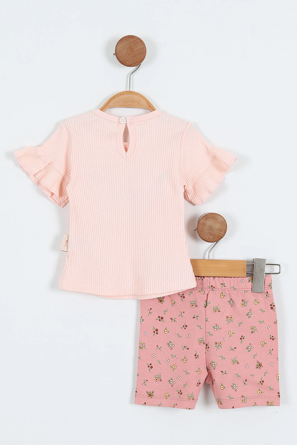Pembe (6-24 Ay)Nakışlı Çiçek Baskılı Şortlu Kız Bebek Takım 357064
