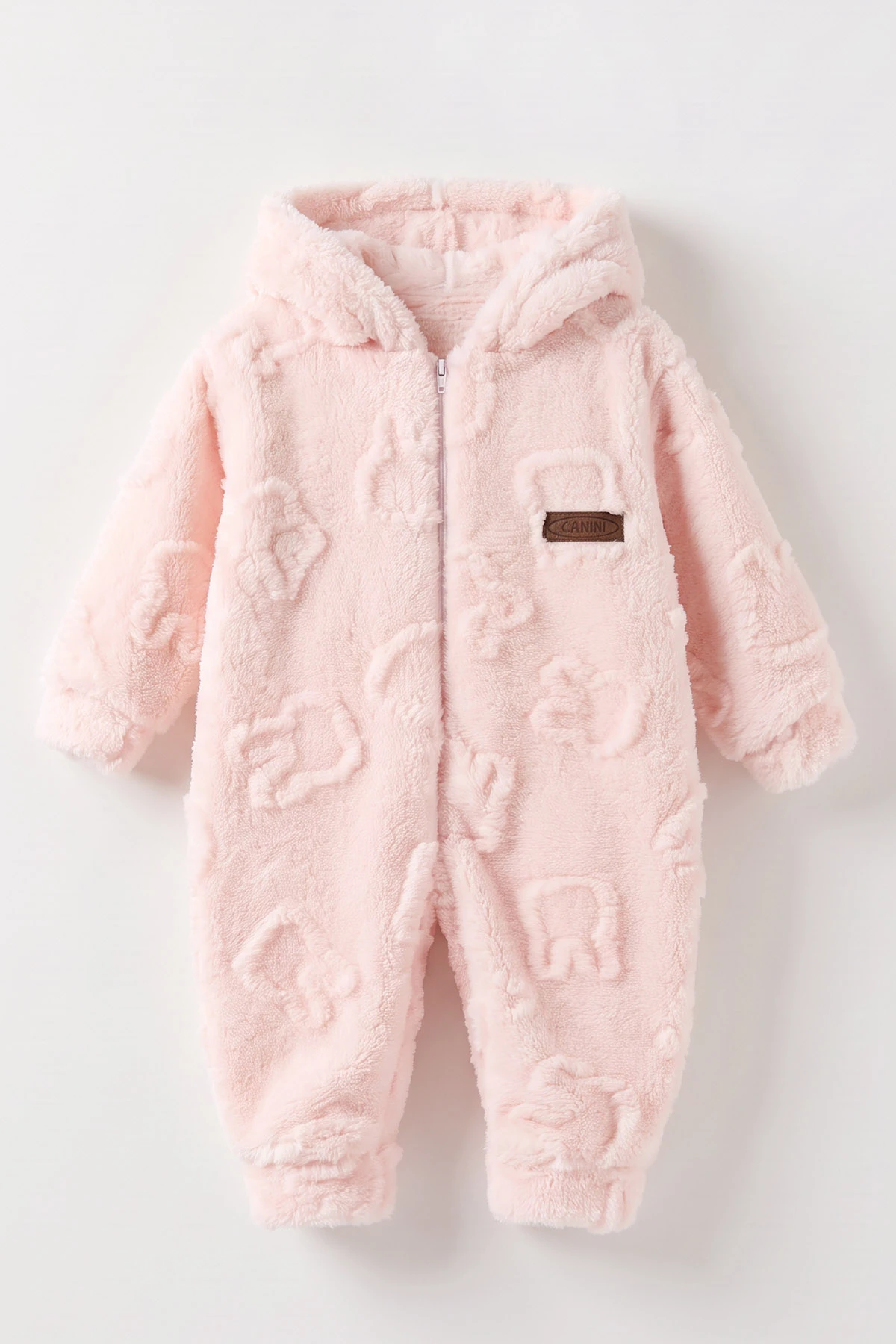 Pembe (6-9 Ay) Tavşan Kabartmalı Yumoş Peluş Bebek Tulum 495628