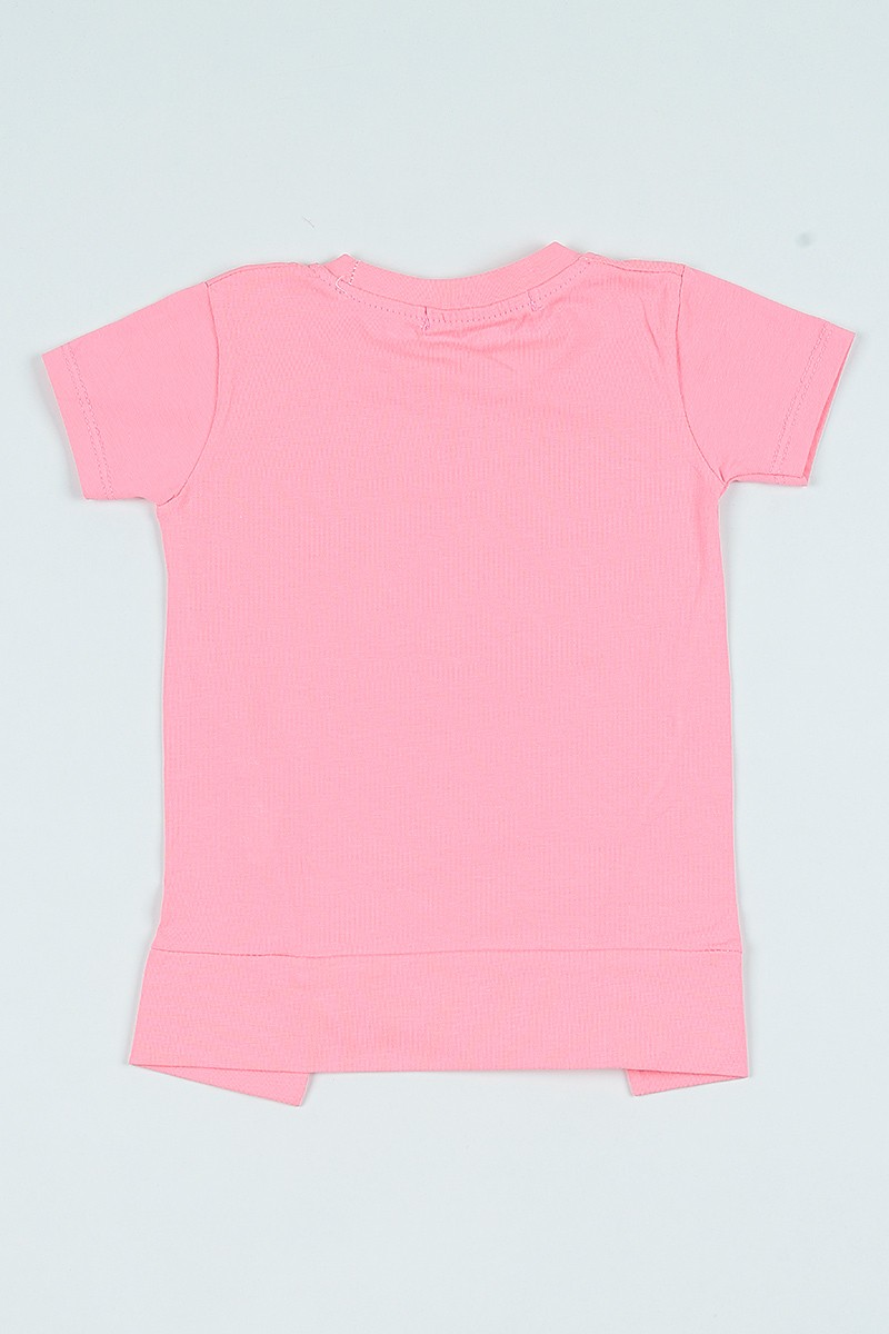 Pembe (6-9 yaş) Alt Yırtmaçlı Kız Çocuk Tişört 105698