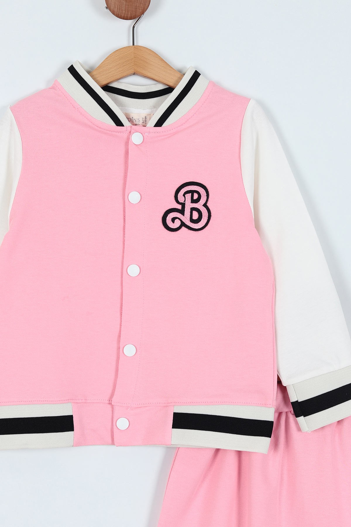 Pembe (5-9 Yaş) B Nakışlı Ribanalı Çıtçıtlı Etekli Kız Çocuk Takım 214229