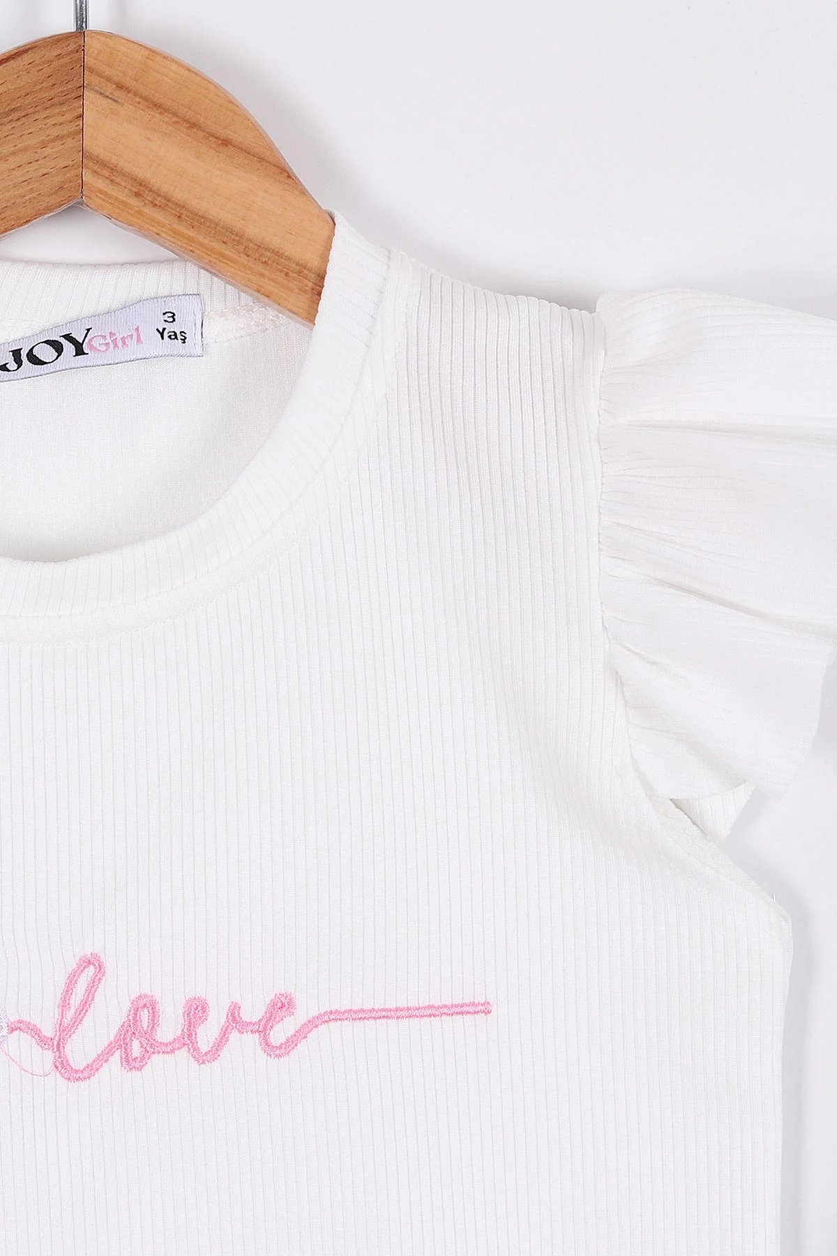 Pembe  (7-10 Yaş) Fırfırlı Nakışlı Şort Etekli Kız Çocuk Takım 277393
