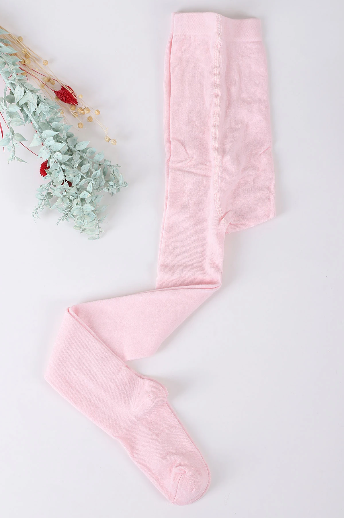 Pembe (7-8 Yaş)Düz Likralı Kız Çocuk Külotlu Çorap 425105