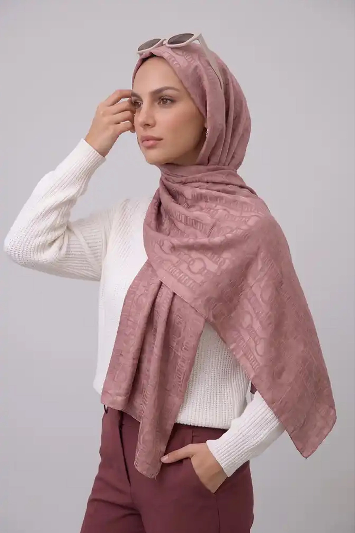 Pembe 70x180 Cm Infinity Premium Pamuk Jakar Şal 481970