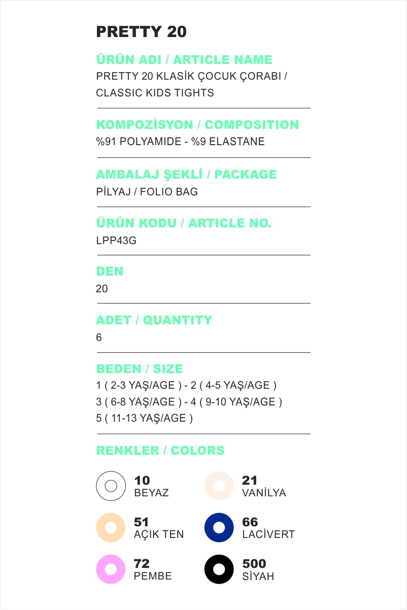 Pembe 72 Penti  Pretty 20   Klasik Kız Çocuk Külotlu Çorap 421863