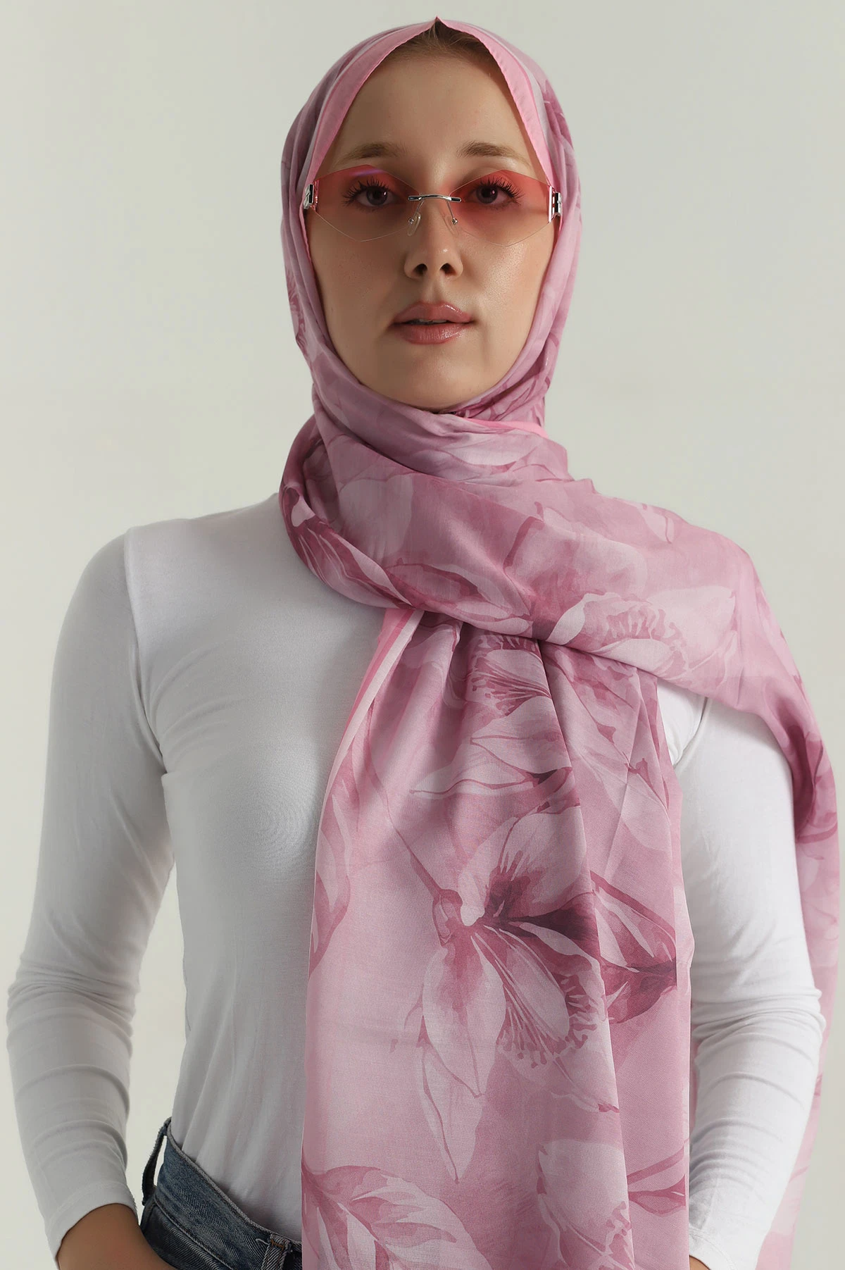 Pembe 75x180 Cm Our Fashion Dijital Baskılı Desenli Nova Şal 396794
