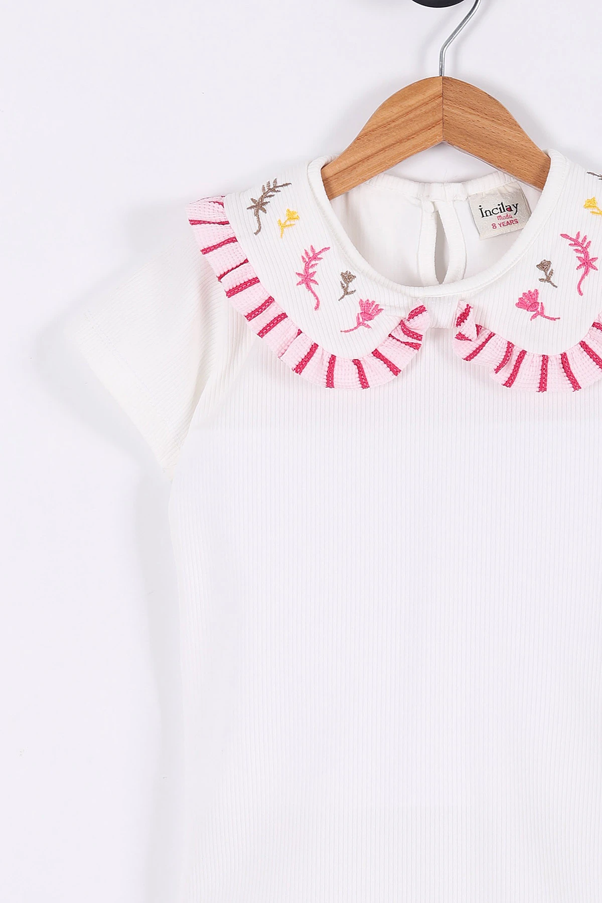 Pembe (8-12 Yaş) Çizgili Nakışlı Şort Etekli Kız Çocuk Takım 274300