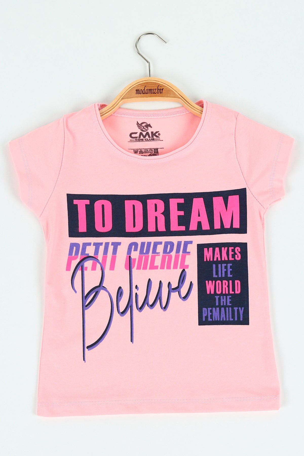 Pembe (8-12 yaş) Dream Baskılı Kız Çocuk Tişört 119988