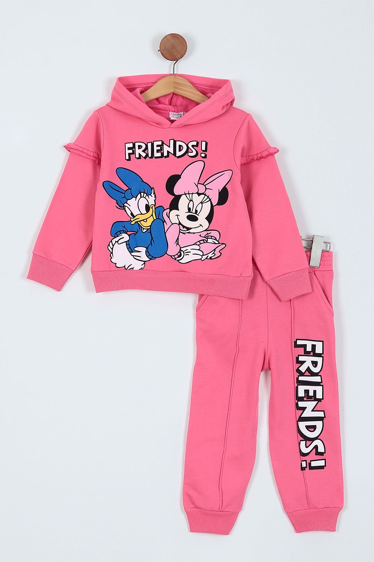 Pembe (8-13 Yaş) Frıends Baskılı Kol Fırfırlı Çimalı Kız Çocuk Takım 219690
