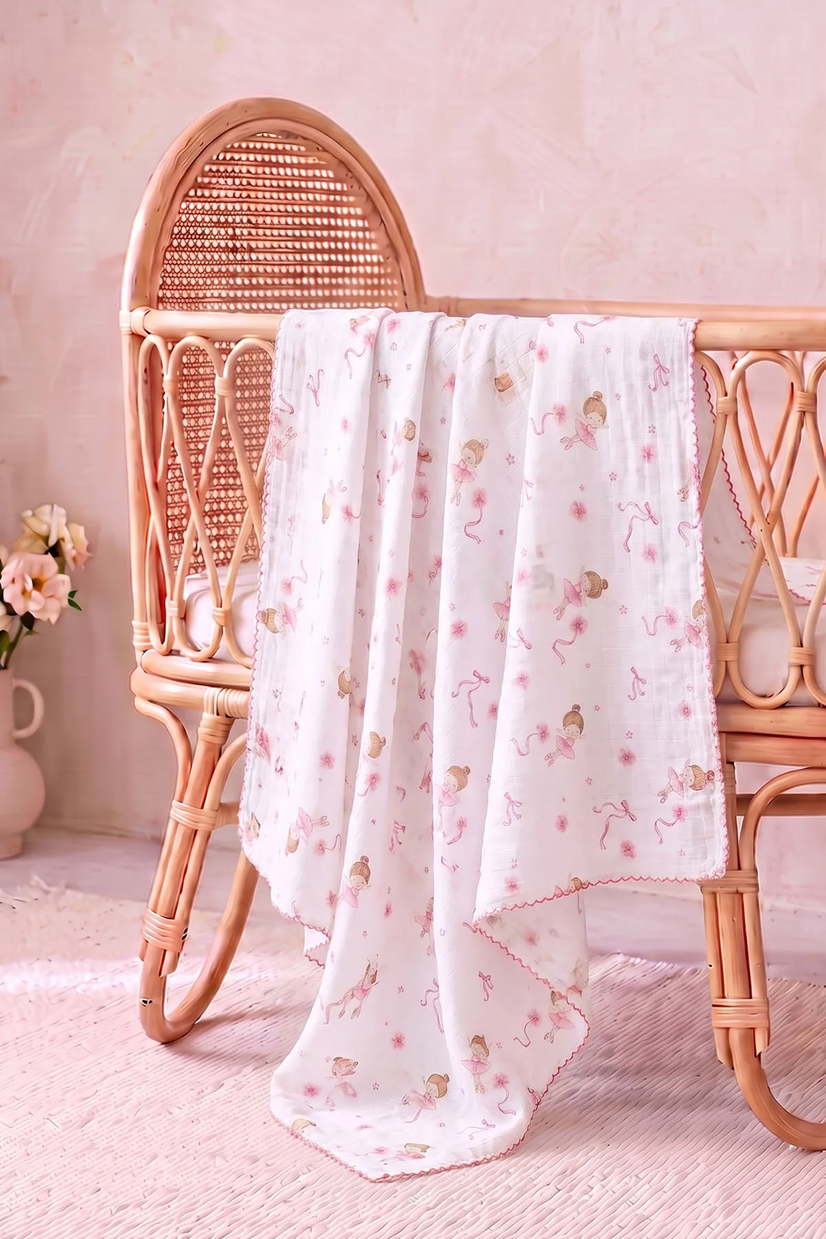 Pembe (80*90 Cm) Desenli Müslin Bebek Battaniye 489295