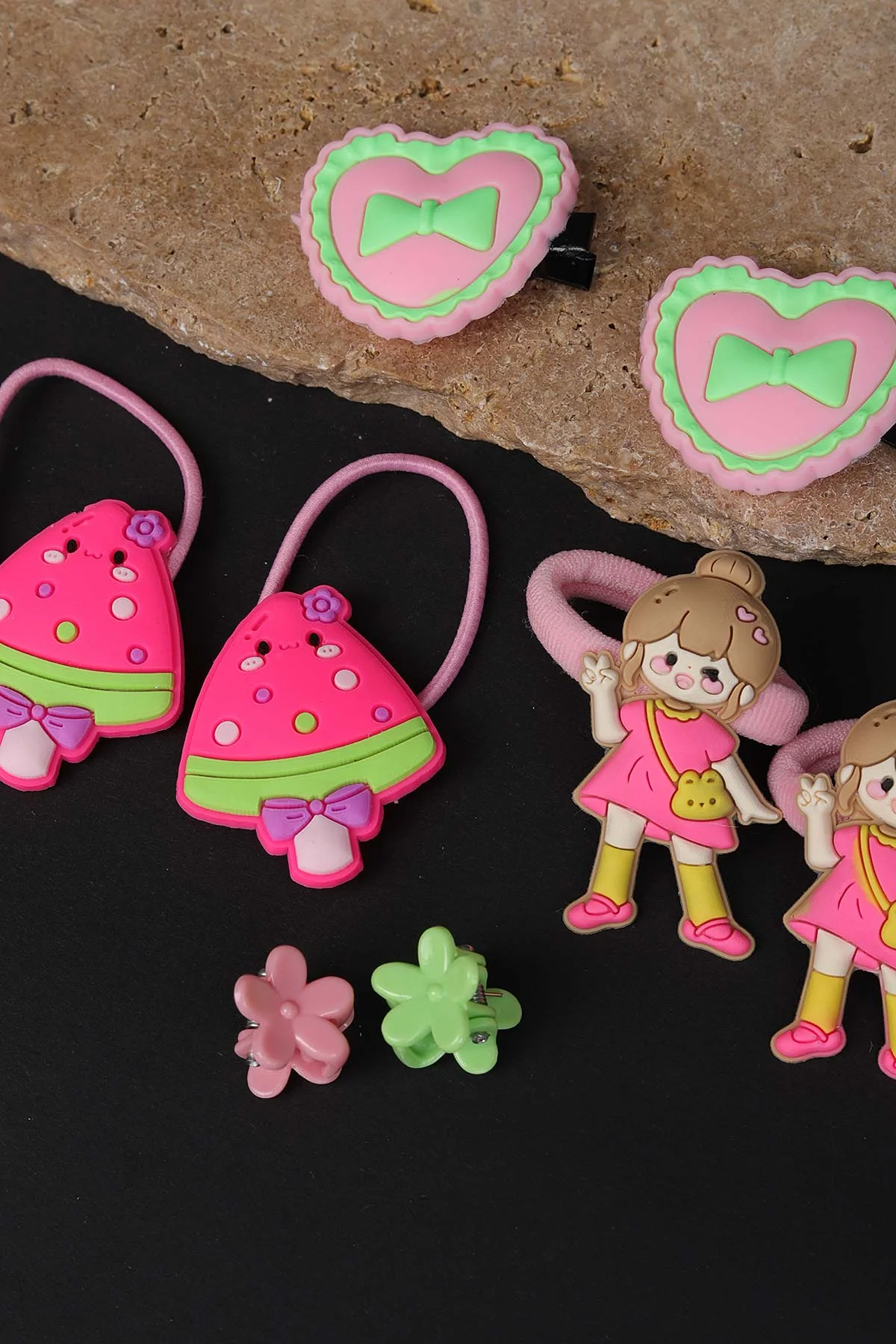 Pembe 8'li Figürlü Çocuk Toka Seti 308346