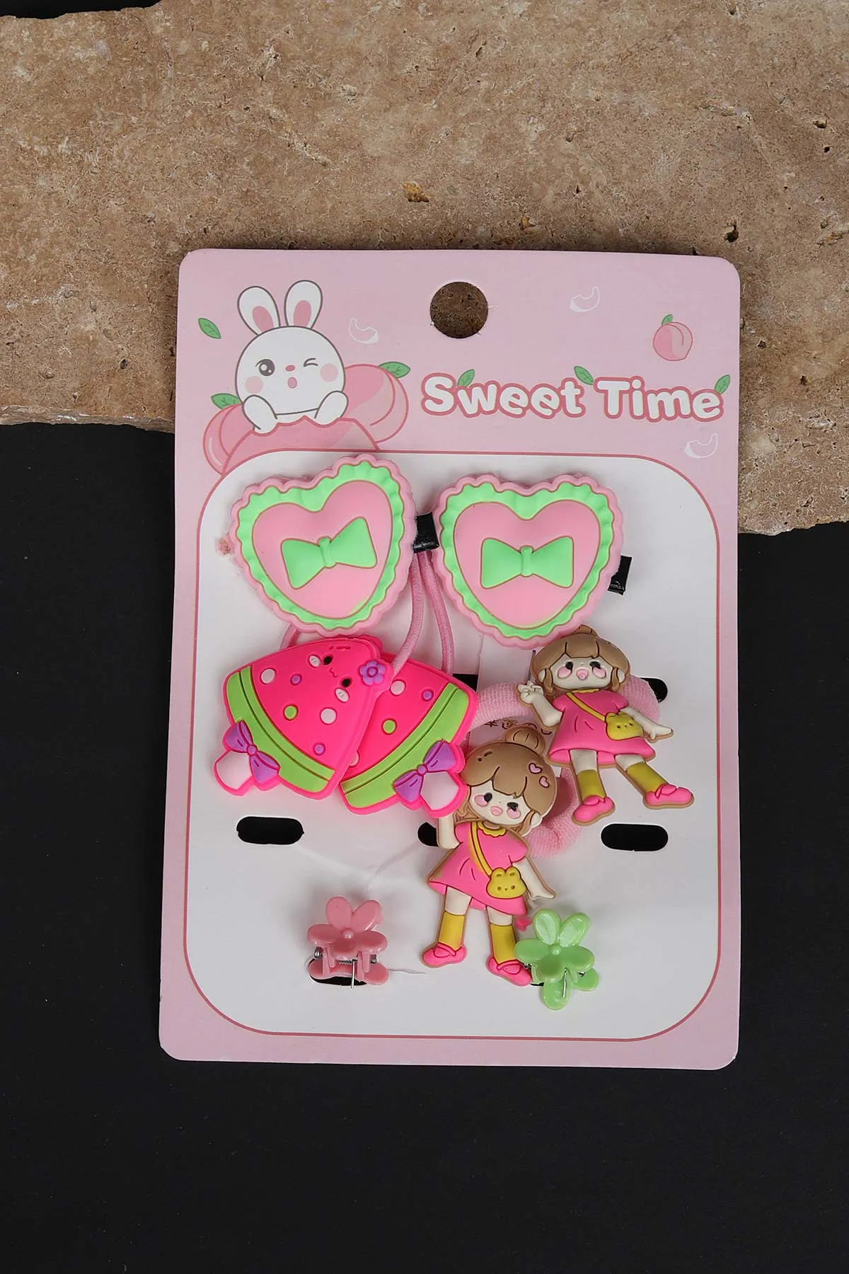 Pembe 8'li Figürlü Çocuk Toka Seti 308346