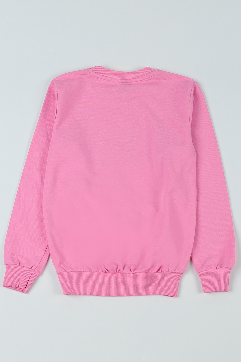 Pembe (9-12 Yaş) Baskılı Kız Çocuk Sweatshirt 92841