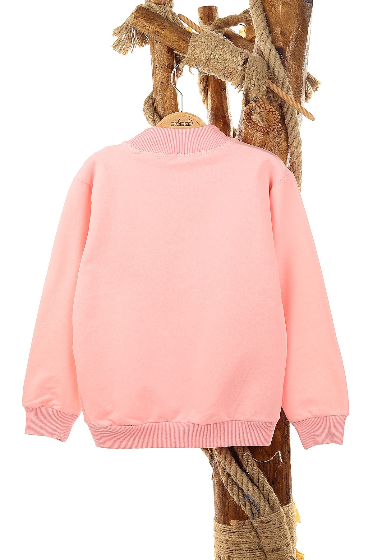 Pembe (9-12 Yaş) Küpeli Kız Baskılı  İki İp Şardonlu Kız Çocuk Sweat 149076
