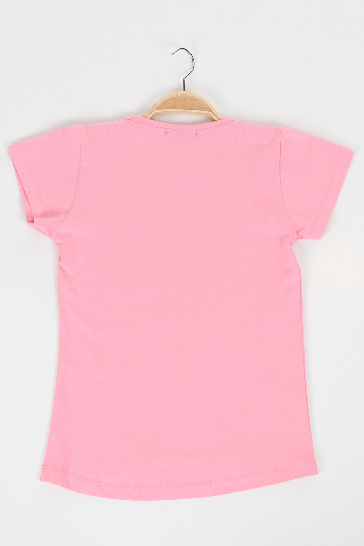 Pembe (9-12 yaş) Taşlı Kız Poster Baskılı Kız Çocuk Tişört 119583