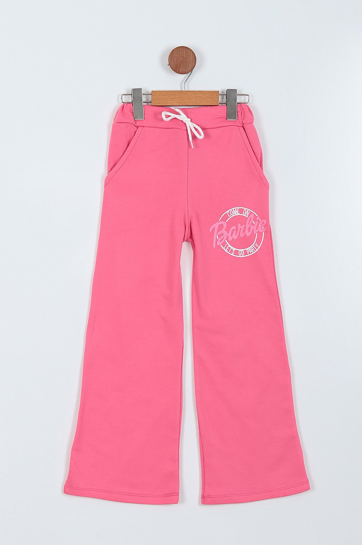 Pembe (9-13 Yaş) Barbie Baskılı Kapüşonlu İki İp Kız Çocuk Takım 219748