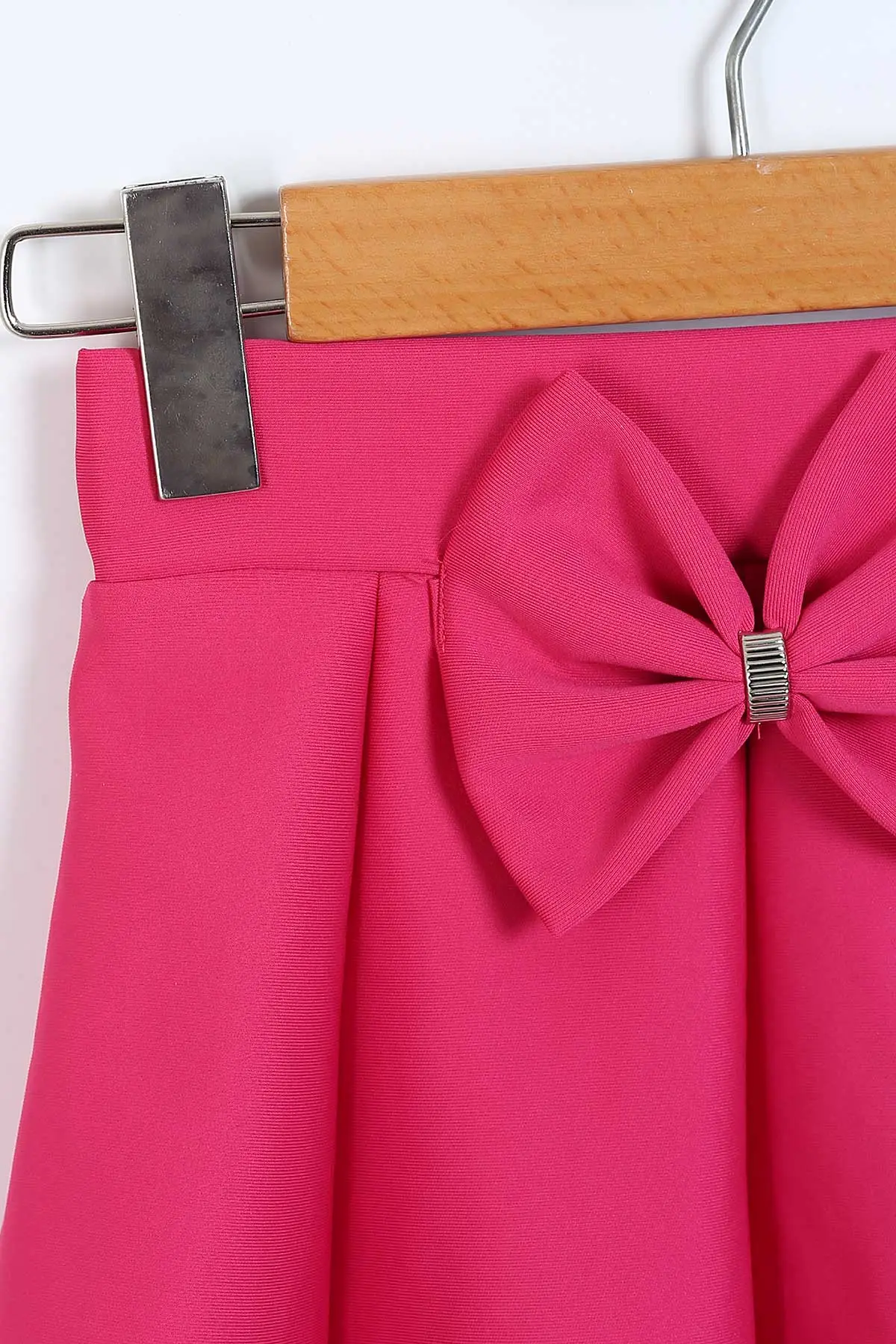 Pembe (9-13 Yaş)Fiyonklu Parça Kız Çocuk Kloş Etek 337856