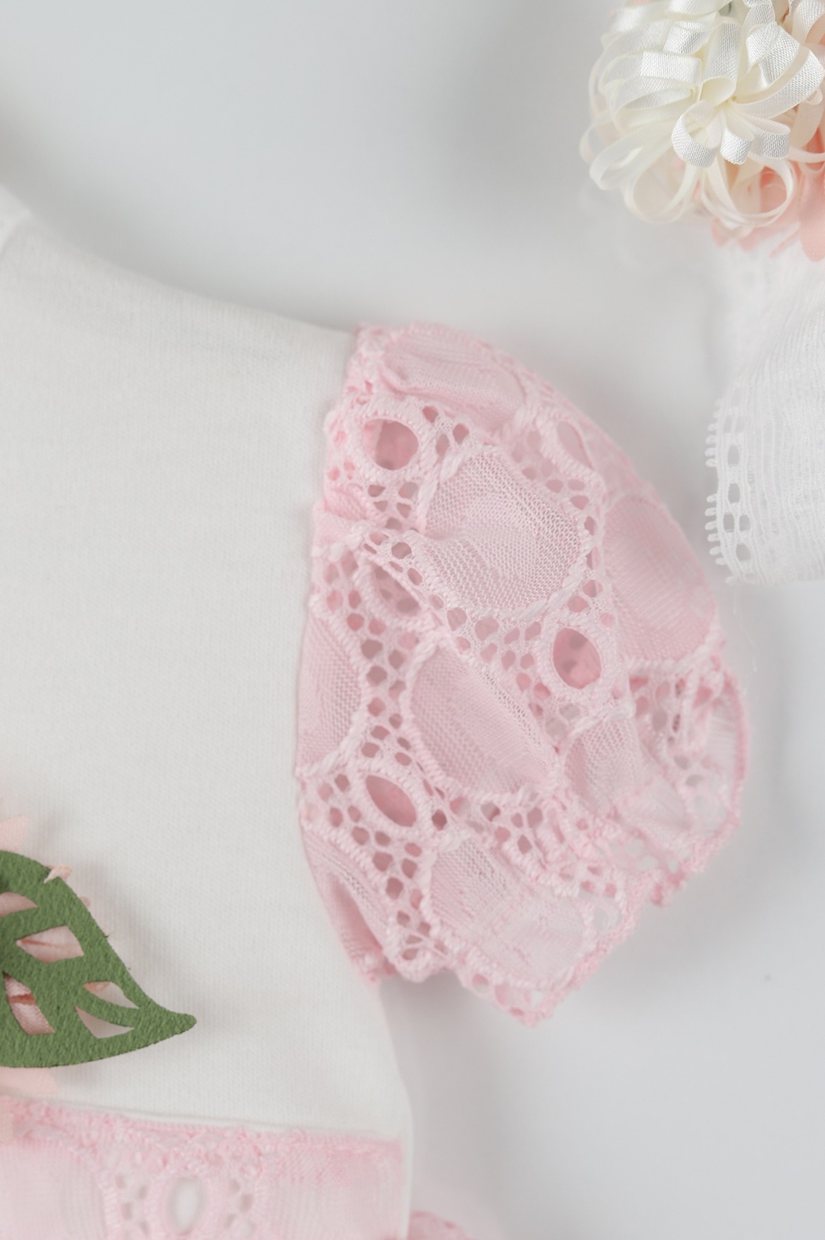 Pembe (9-18 Ay) Çiçek Bronşlu Kol Lastikli Kız Bebe Elbise 169851