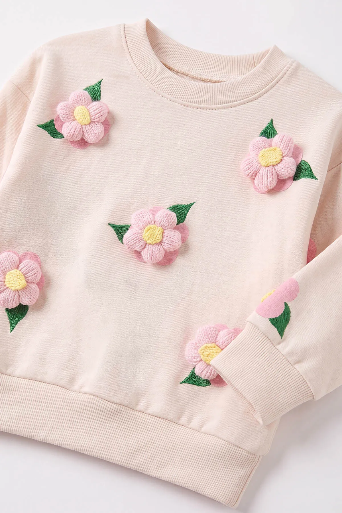 Pembe (9-18 Ay)Örgü Çiçek Aplikeli Kız Bebek Takım 476303