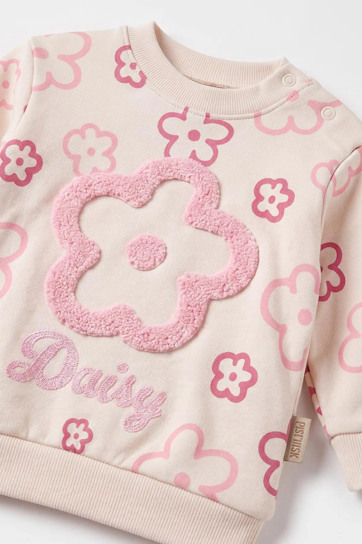 Pembe (9-18 Ay)Papatya Süzene Nakışlı Çıtçıtlı Kız Bebek Takım 476280