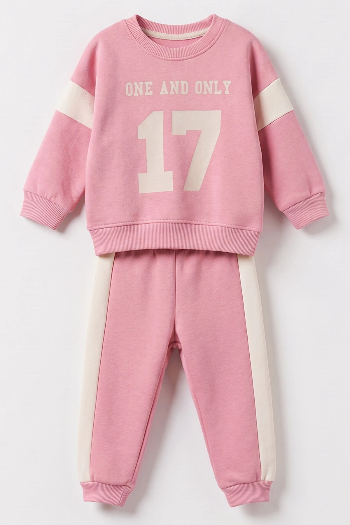 Pembe (9-24 Ay) Baskılı İçi Şardonlu Kız Bebek İkili Takım 493077