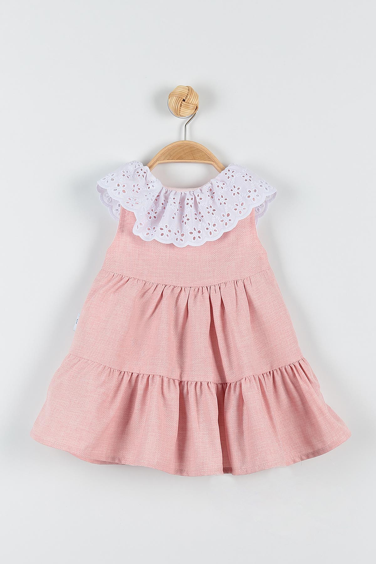 Pembe (9-24 Ay) Düğmeli Yaka Detaylı Kız Bebe Elbise 176476
