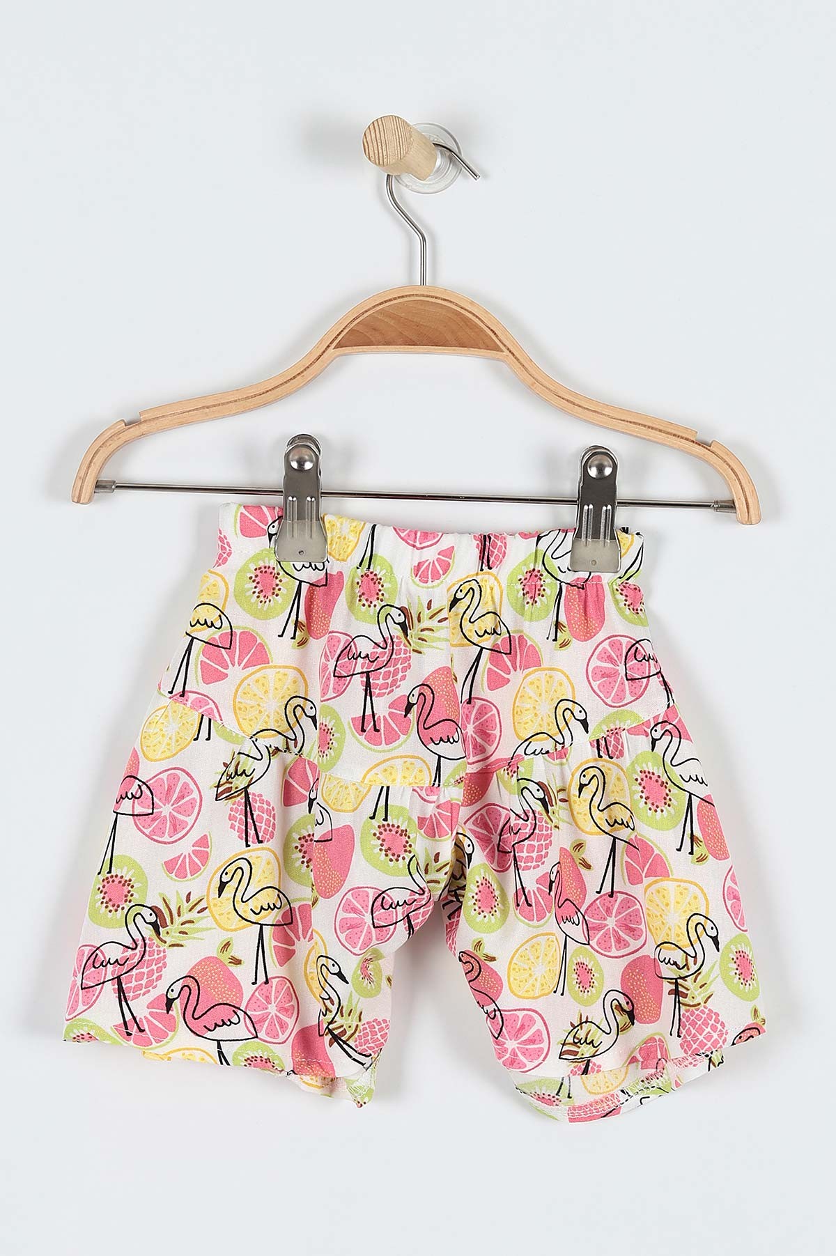Pembe (9-24 Ay) Flamingo Çiçek Baskılı Omuz Fiyonk Detaylı Şortlu Kız Bebe Takım 182603