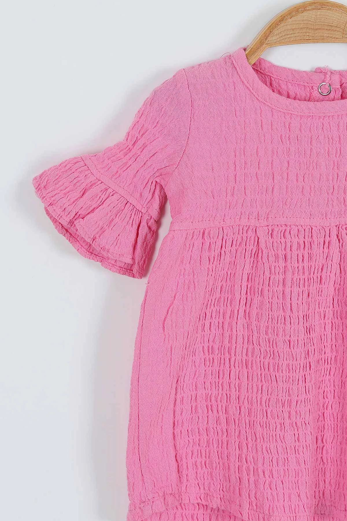 Pembe (9-24 Ay) Müslin Bürümcük Kumaş Saç Bantlı Kız Bebek Elbise 263822