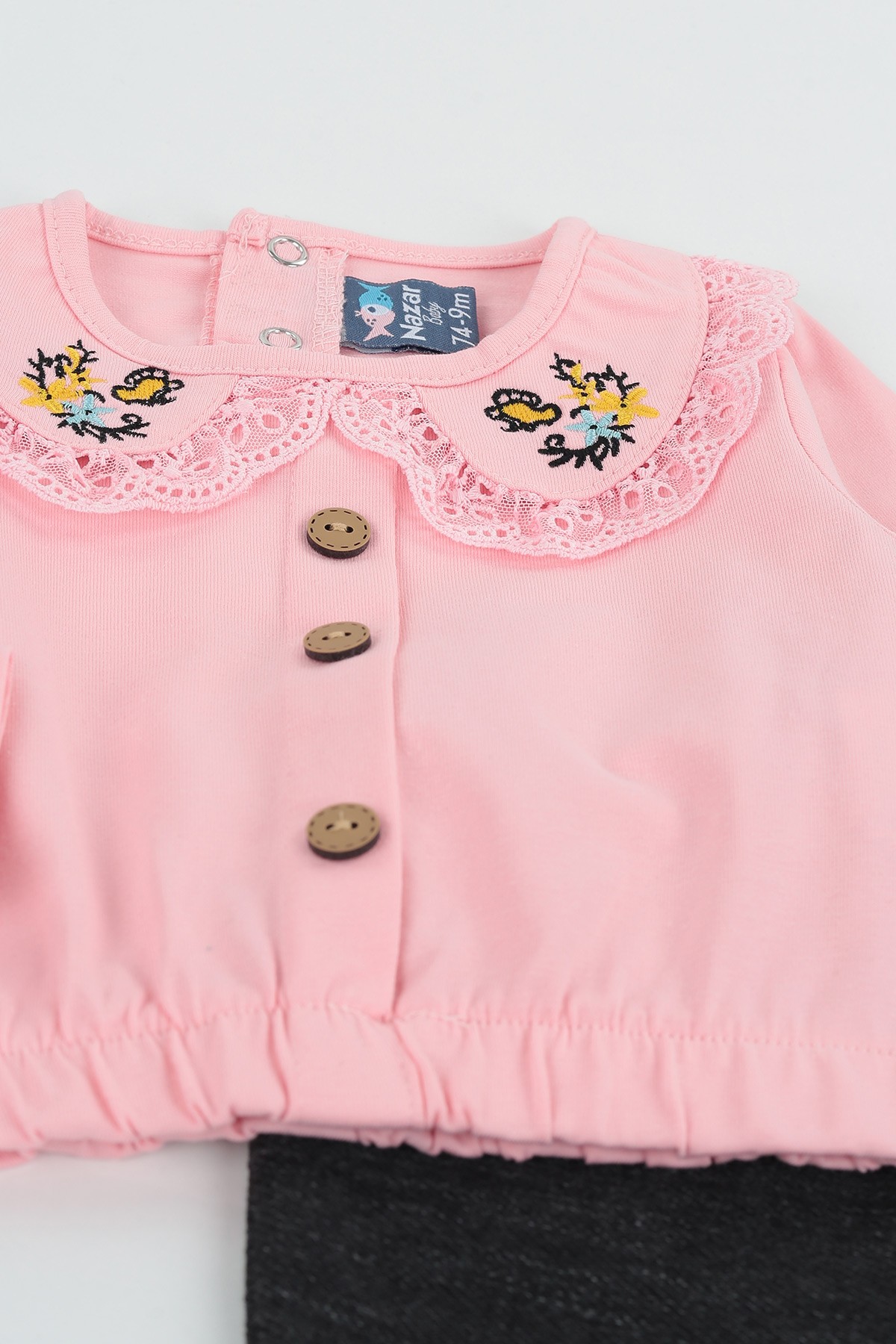 Pembe (9-24 Ay) Nakış Yakalı Süprem Kız Çocuk Takım 131159