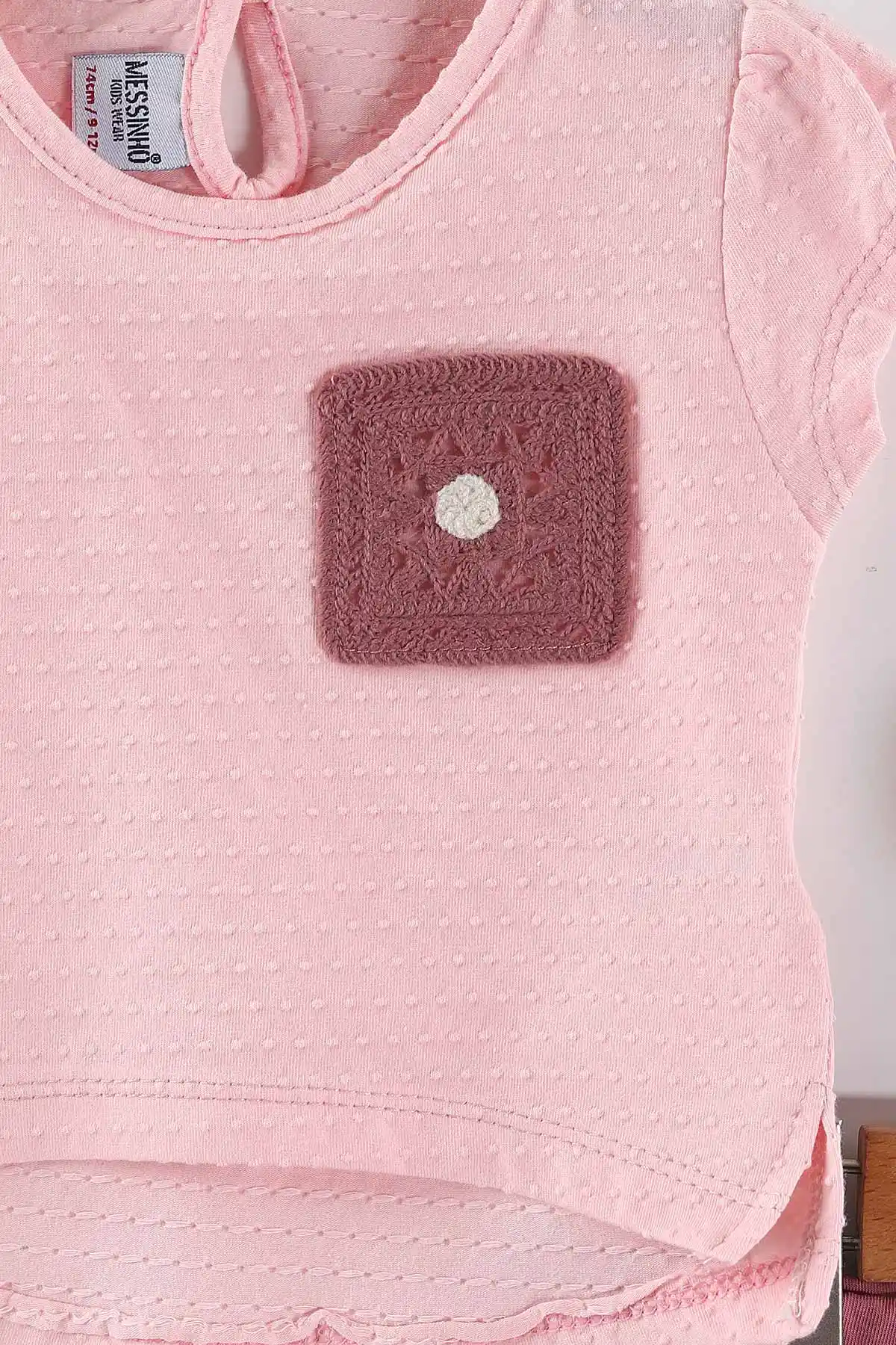 Pembe (9-36 Ay)  Nakışlı Tişörtlü   Şortlu Kız Bebek Yazlık Takım 445507