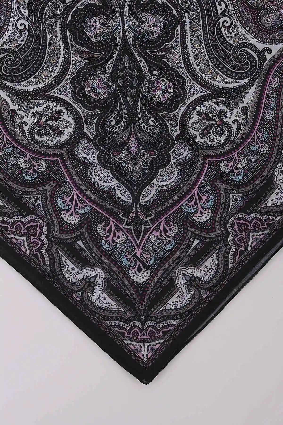 Pembe 90x90 Cm Dijital Baskı Jevel Desenli Pamuk Eşarp 364739