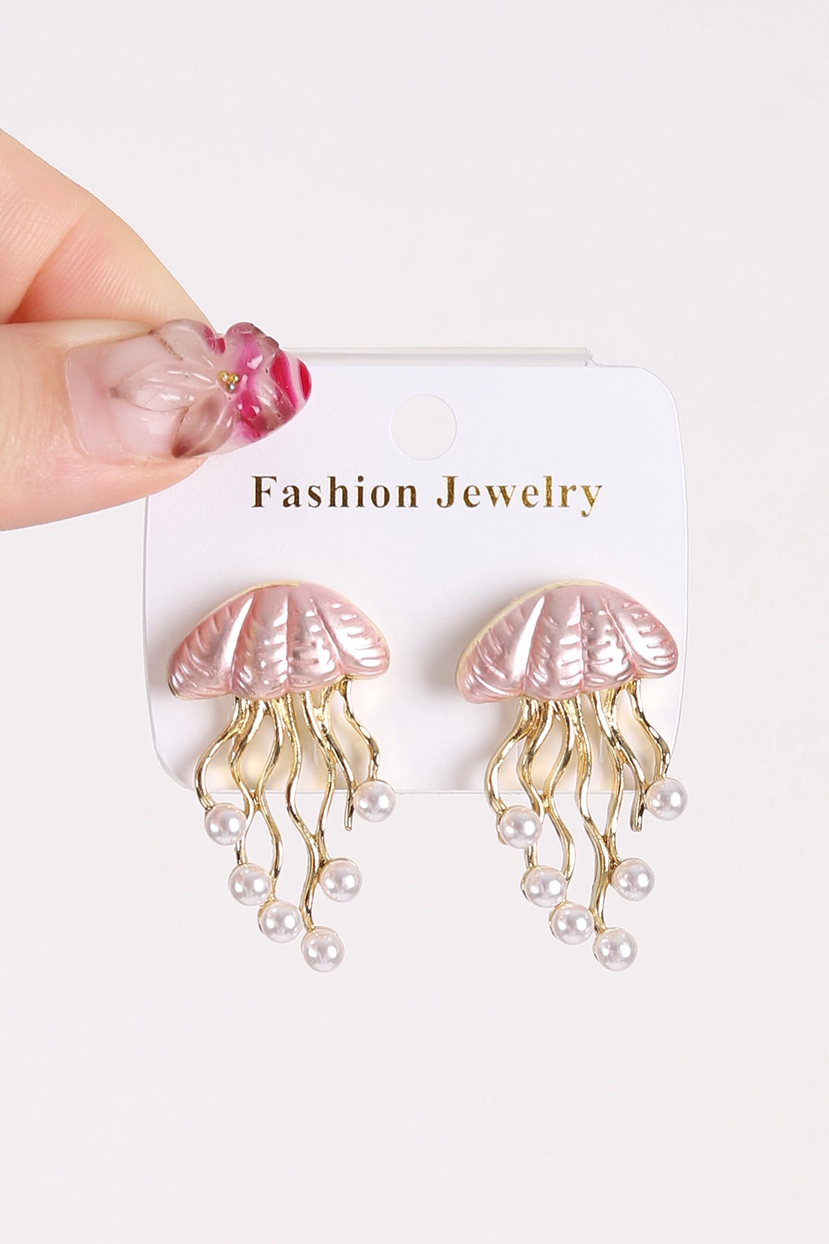 Pembe Ahtapot İncili Küpe 474783