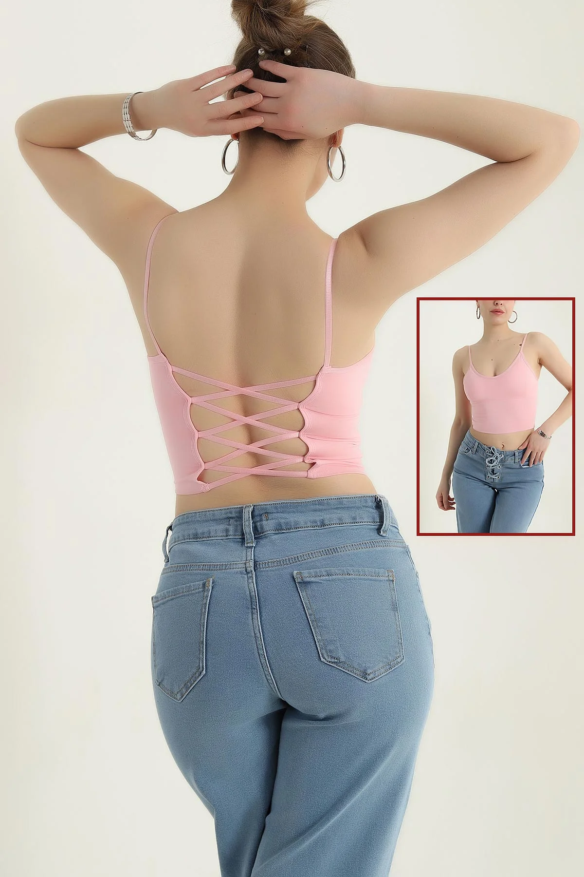 Pembe Arkası Çapraz Kaplı Büstiyer 437085