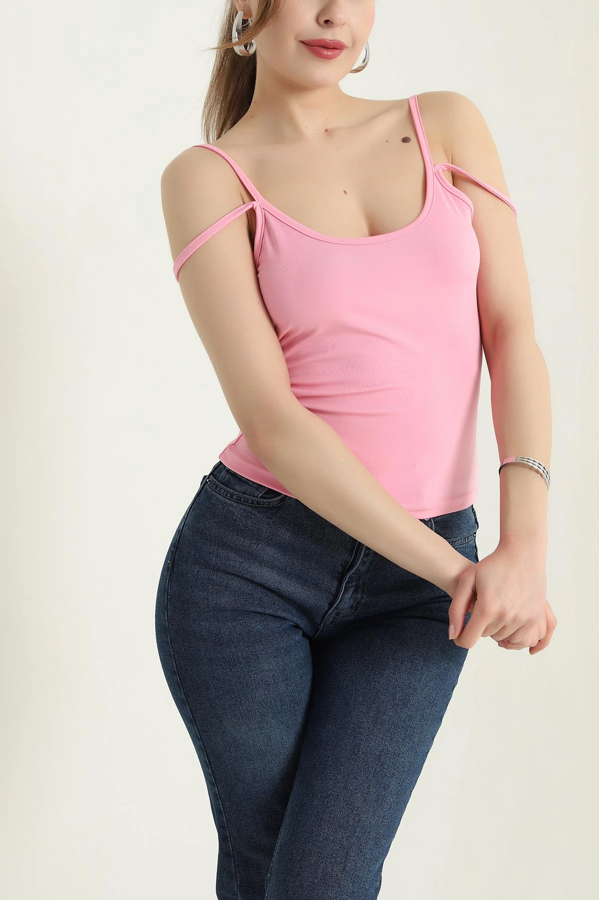Pembe Askılı Scuba Kadın Bluz 432288