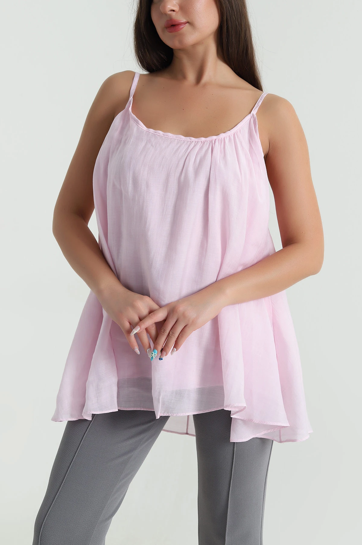 Pembe Astarlı Tensel Modal Kadın Bluz 484063