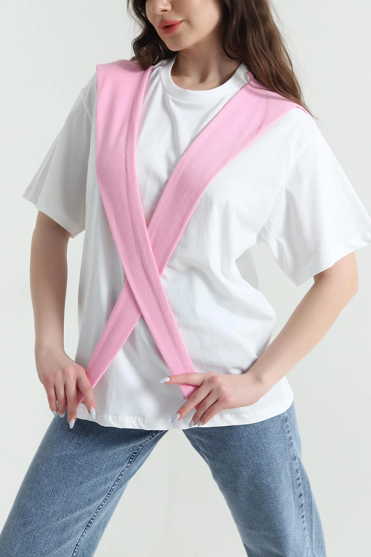 Pembe Atkı Detay Süprem Kadın Bluz 447253