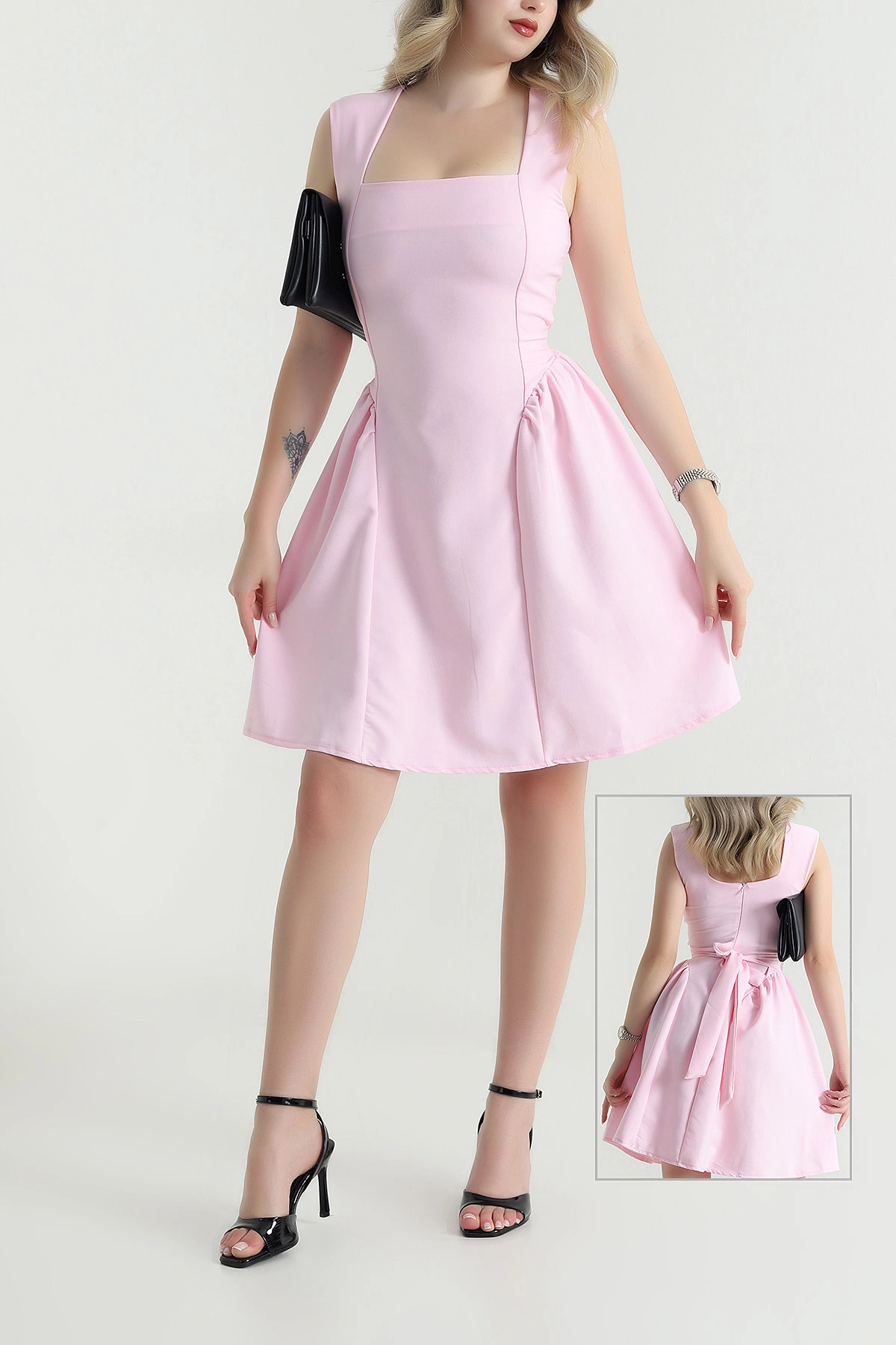 Pembe Bağlamalı Dabıl Kadın Elbise 464929