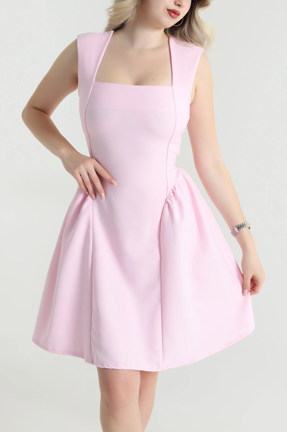 Pembe Bağlamalı Dabıl Kadın Elbise 464929