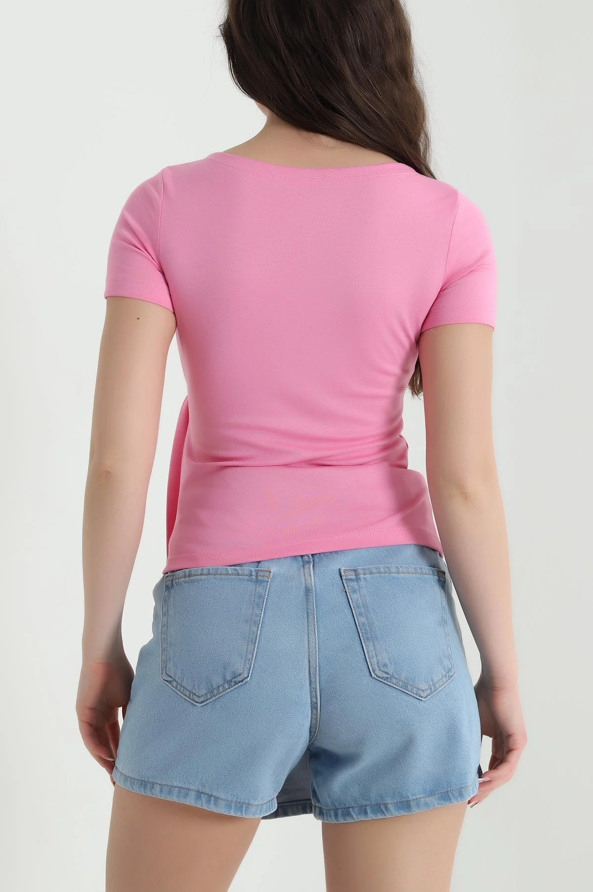 Pembe Bağlamalı Likralı Oysho Kadın Bluz 454683