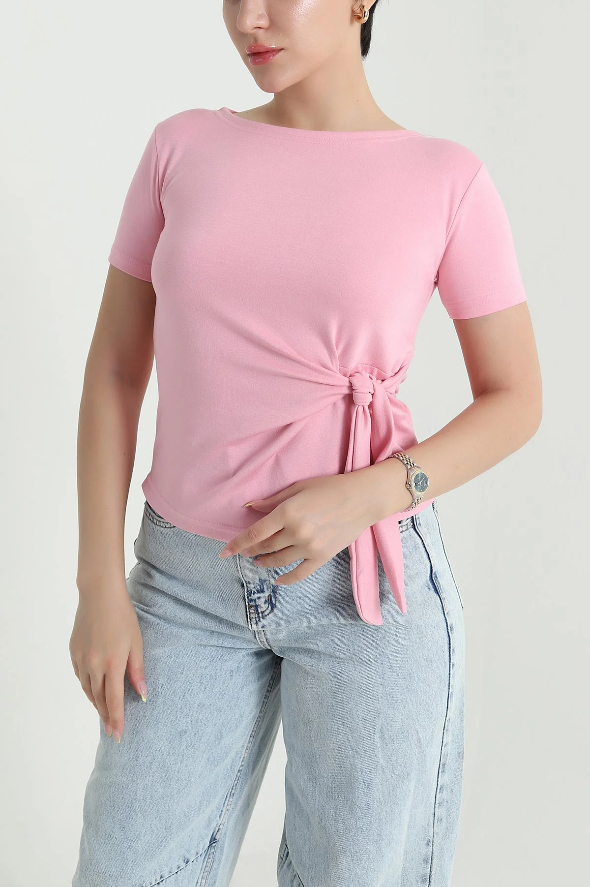 Pembe Bağlamalı Modal Kadın Bluz 469778