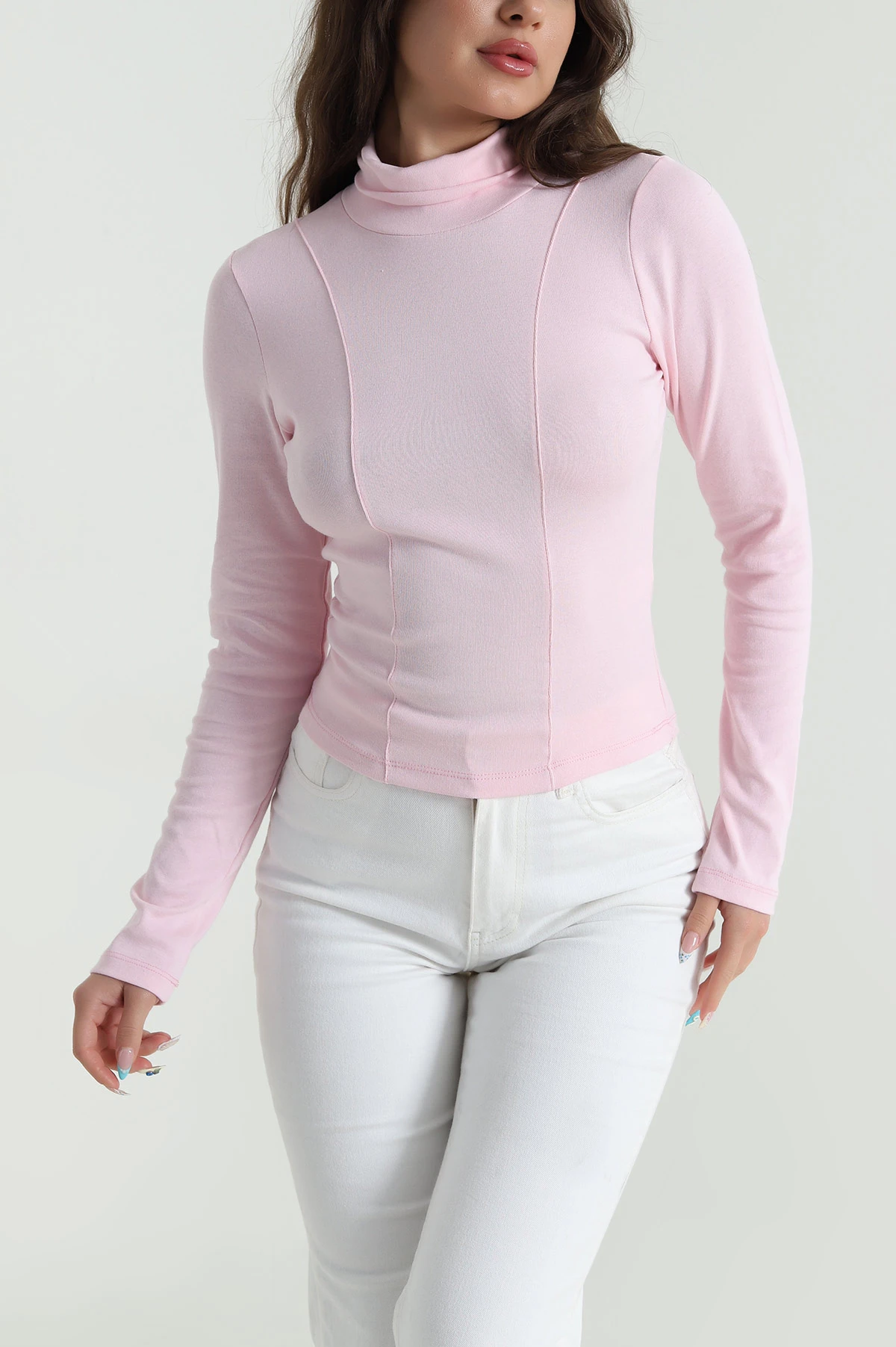 Pembe Balıkçı Yaka Kadın Body Bluz 483146